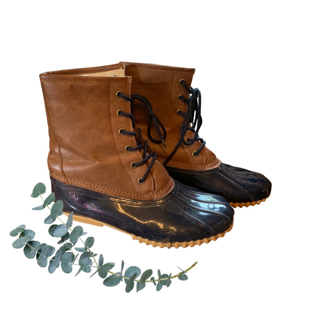 Leather Rain Boots With Fur